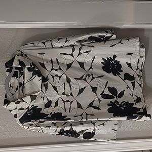 Bryn Walker Etta Avorio Floral Cotton Funnel Neck 3/4 Sleeve Shirt Womens XL